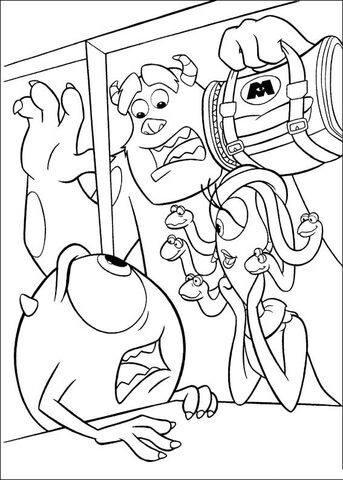 Mike, Sulley And Celia Mae Coloring Page